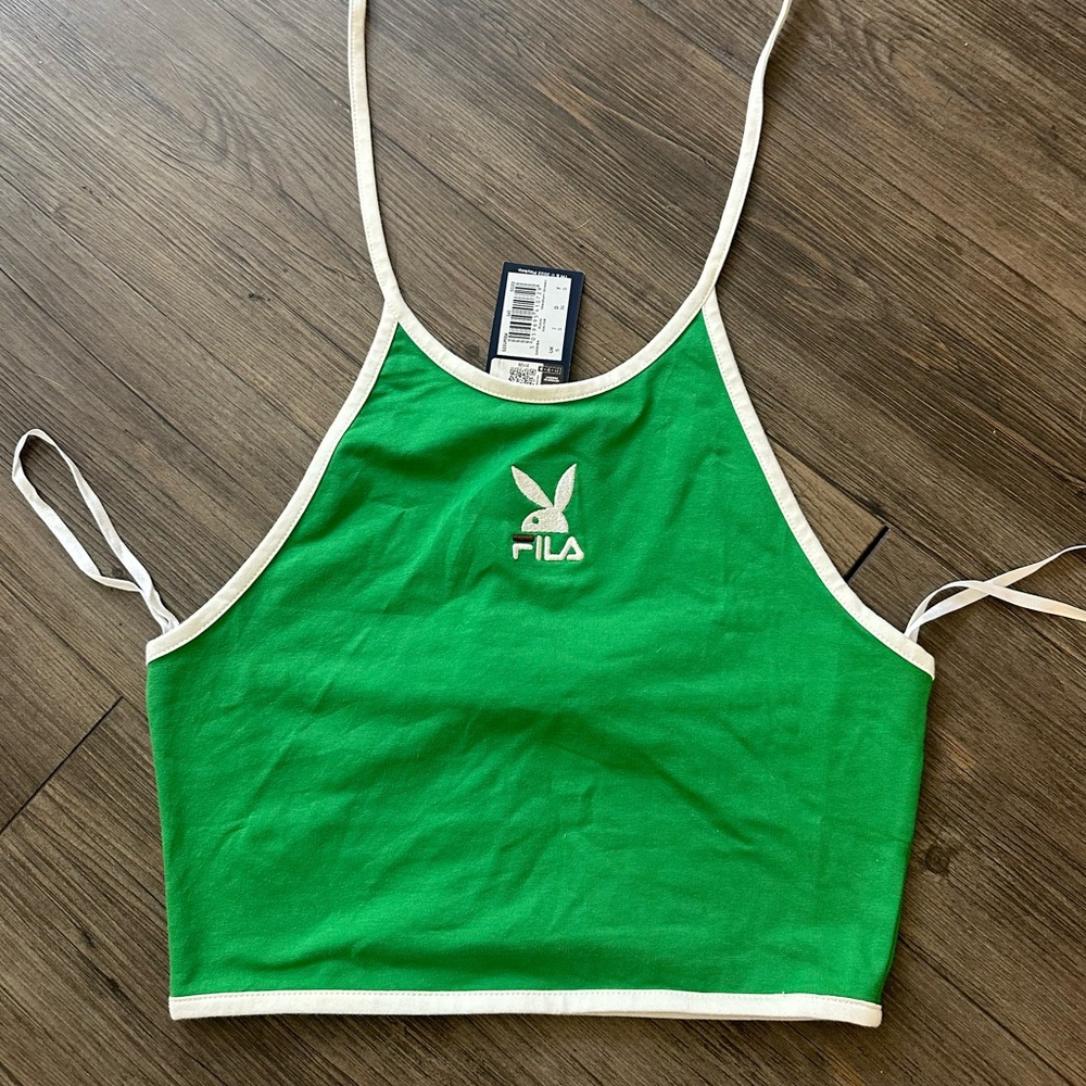 NWT PLAYBOY X FILA CROP HALTER TOP